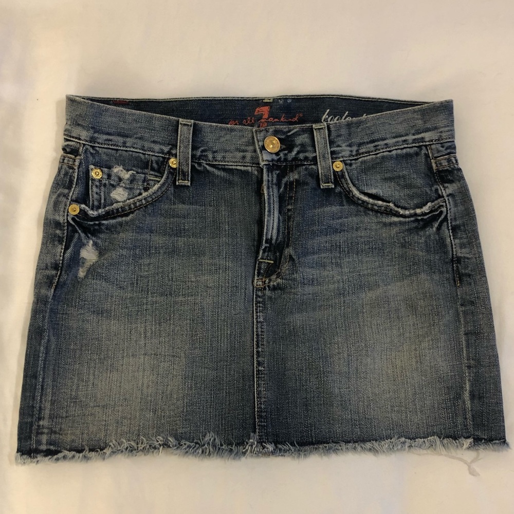 7 For All Mankind Bootcut Mini Jean Skirt, Size 26